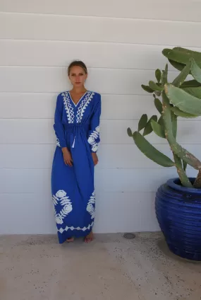 Chic blue cotton caftan, Plus size caftans for women, Cotton embroidery, embroidered Caftan, Caftan maxi dress, Caftans for women, Caftans