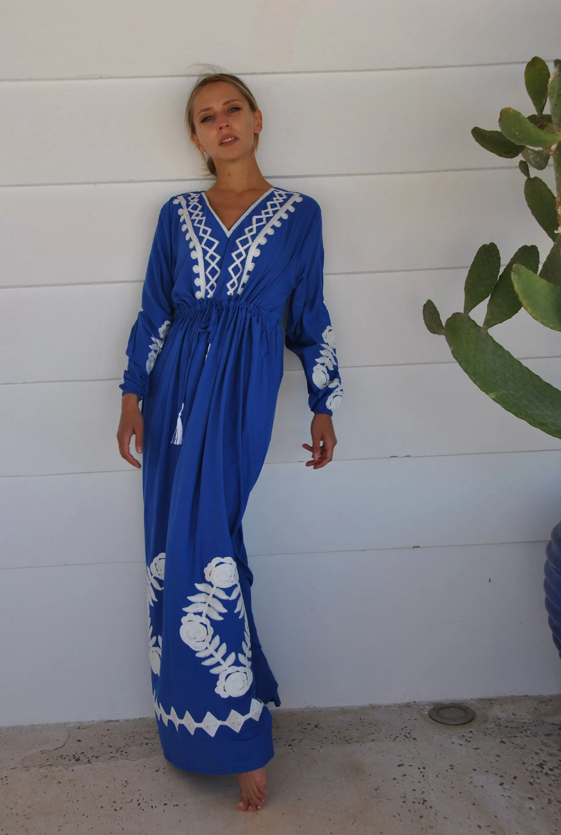 Chic blue cotton caftan, Plus size caftans for women, Cotton embroidery, embroidered Caftan, Caftan maxi dress, Caftans for women, Caftans