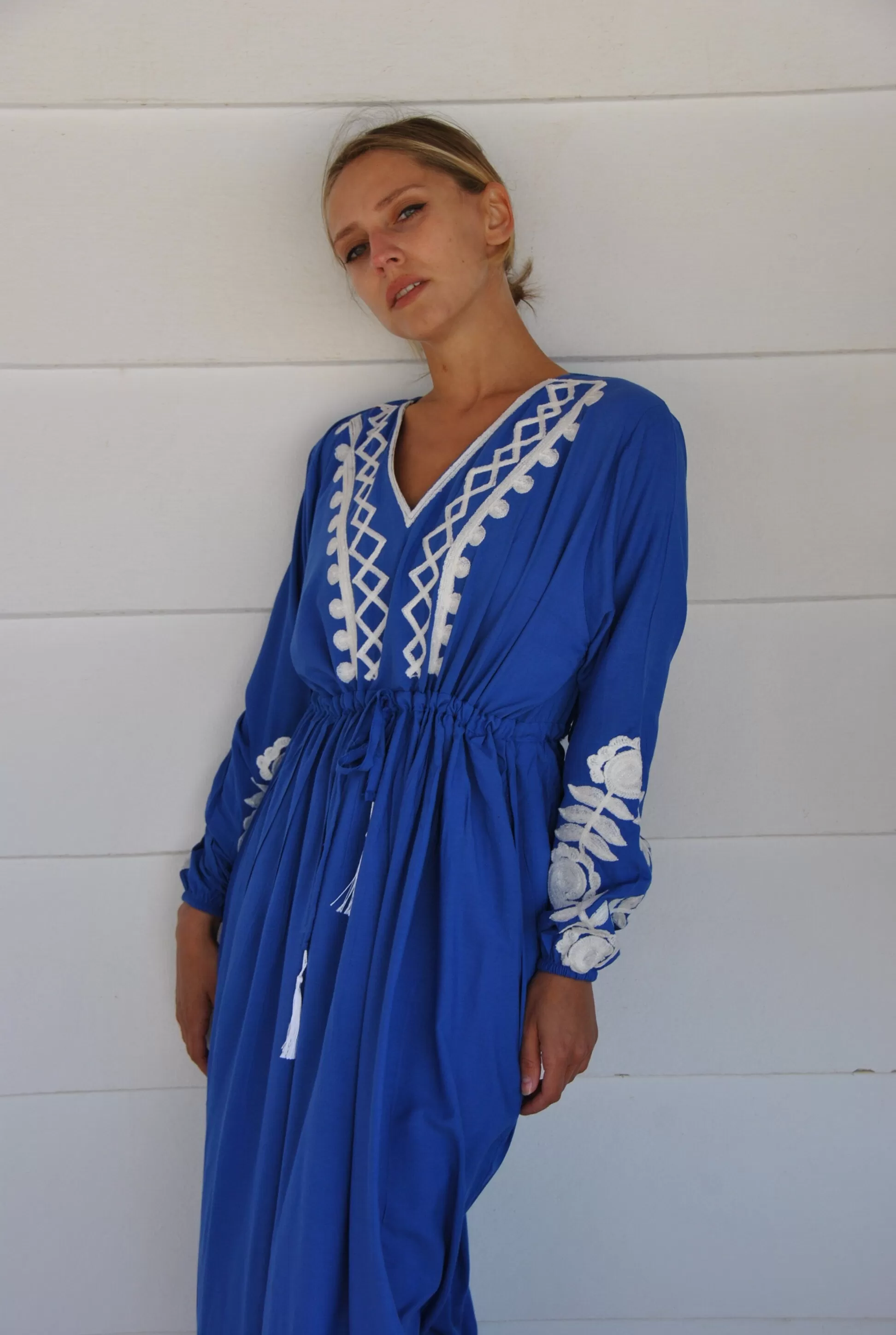 Chic blue cotton caftan, Plus size caftans for women, Cotton embroidery, embroidered Caftan, Caftan maxi dress, Caftans for women, Caftans