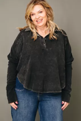 Coal Comfort French Terry Henley Top (S-3XL)