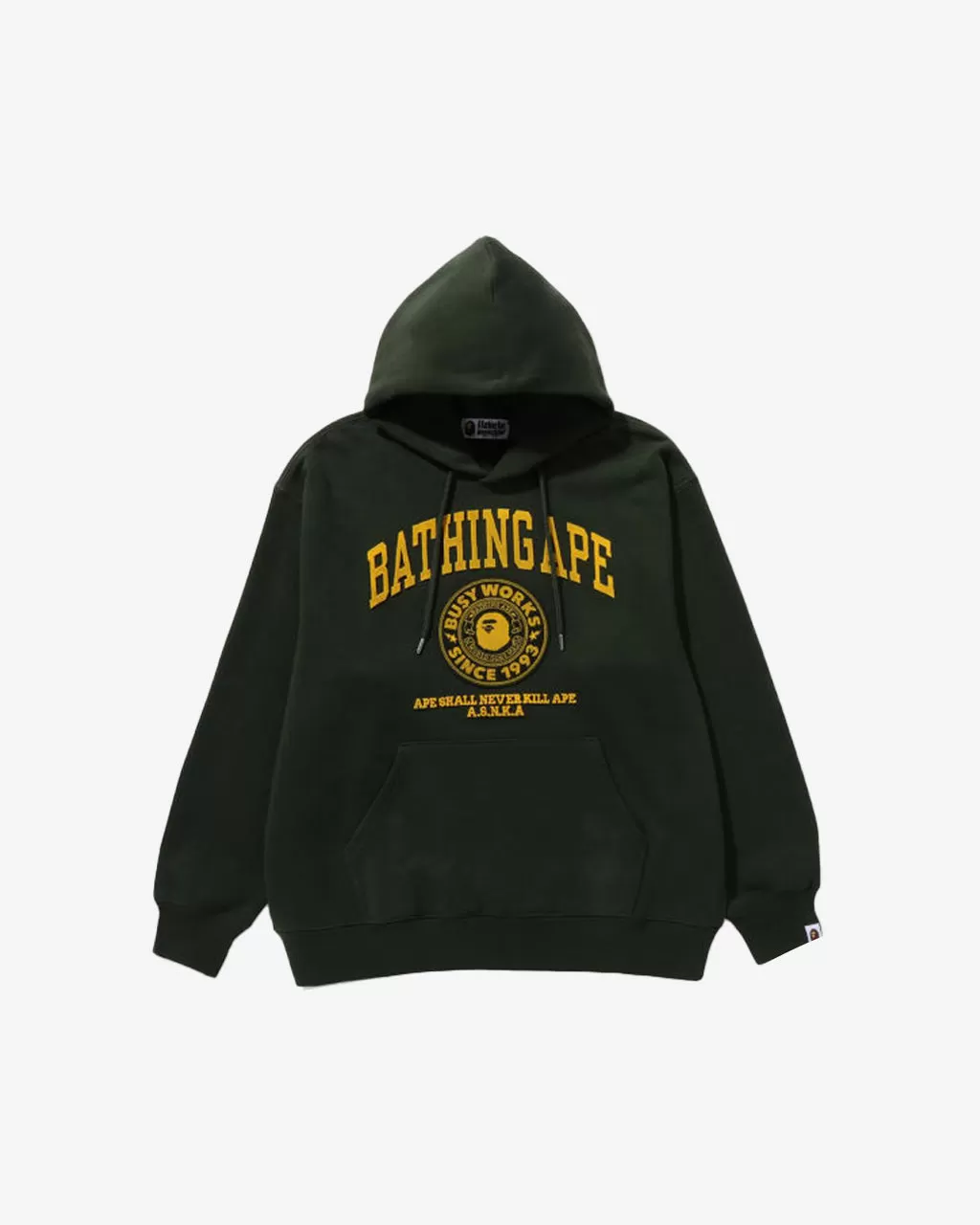 College Graphic Pullover Hoodie Army Green