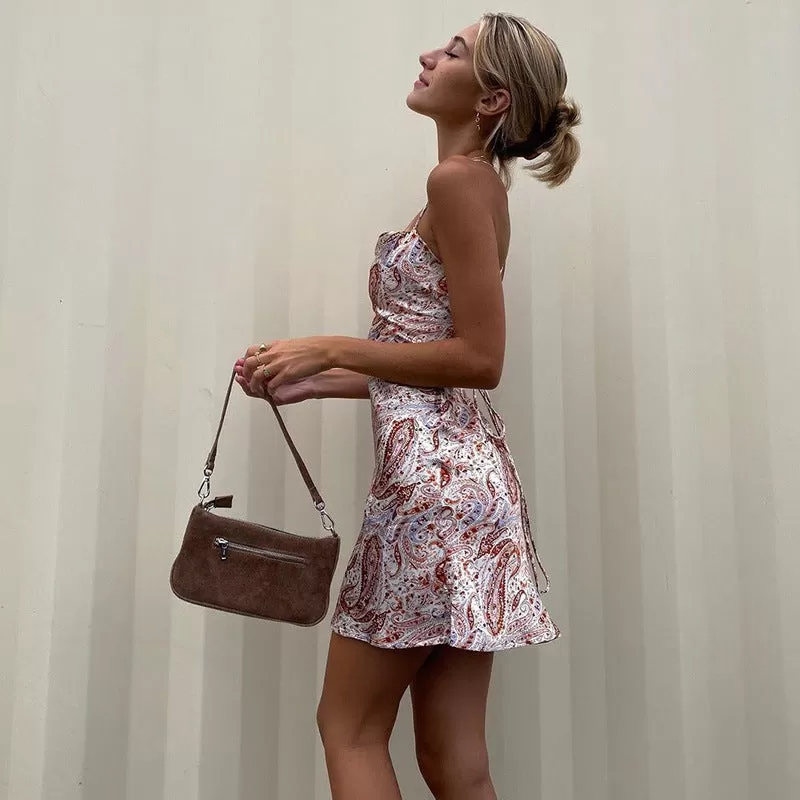 Colorful Floral Print Sleeveless Mini Dress