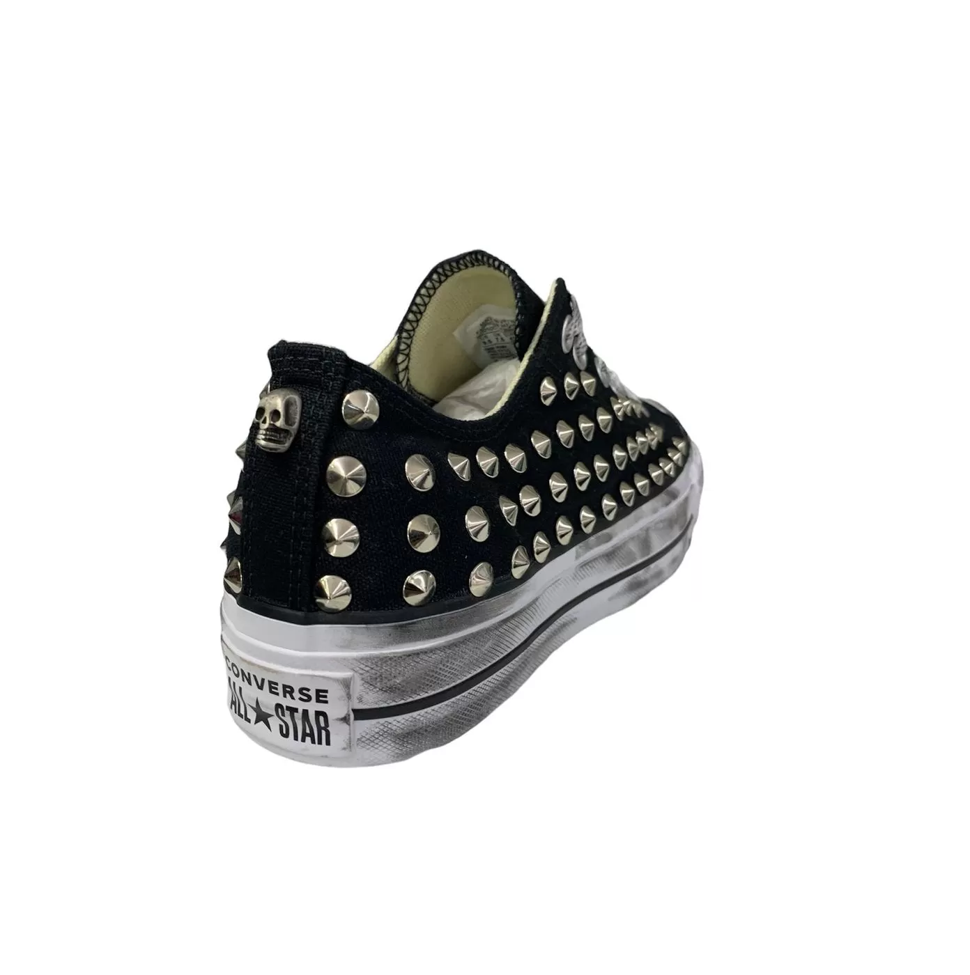 Converse All Star Platform OX Nero Borchie Vintage