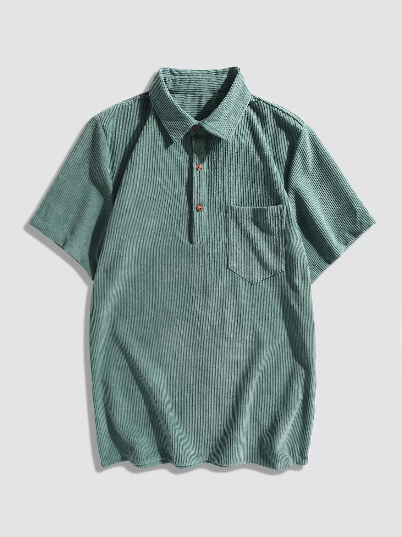 Corduroy Solid Short Sleeve Basic Shirts