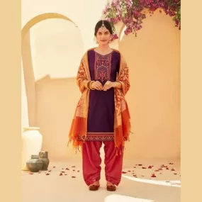 Cotton Silk Patiala Suit with Benaresi Dupatta