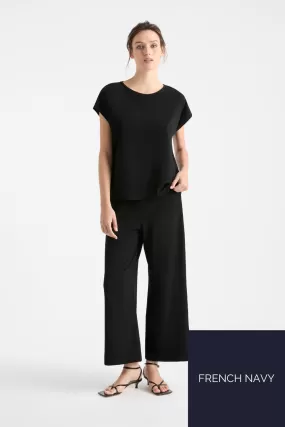 Crop Palazzo Pant | French Navy