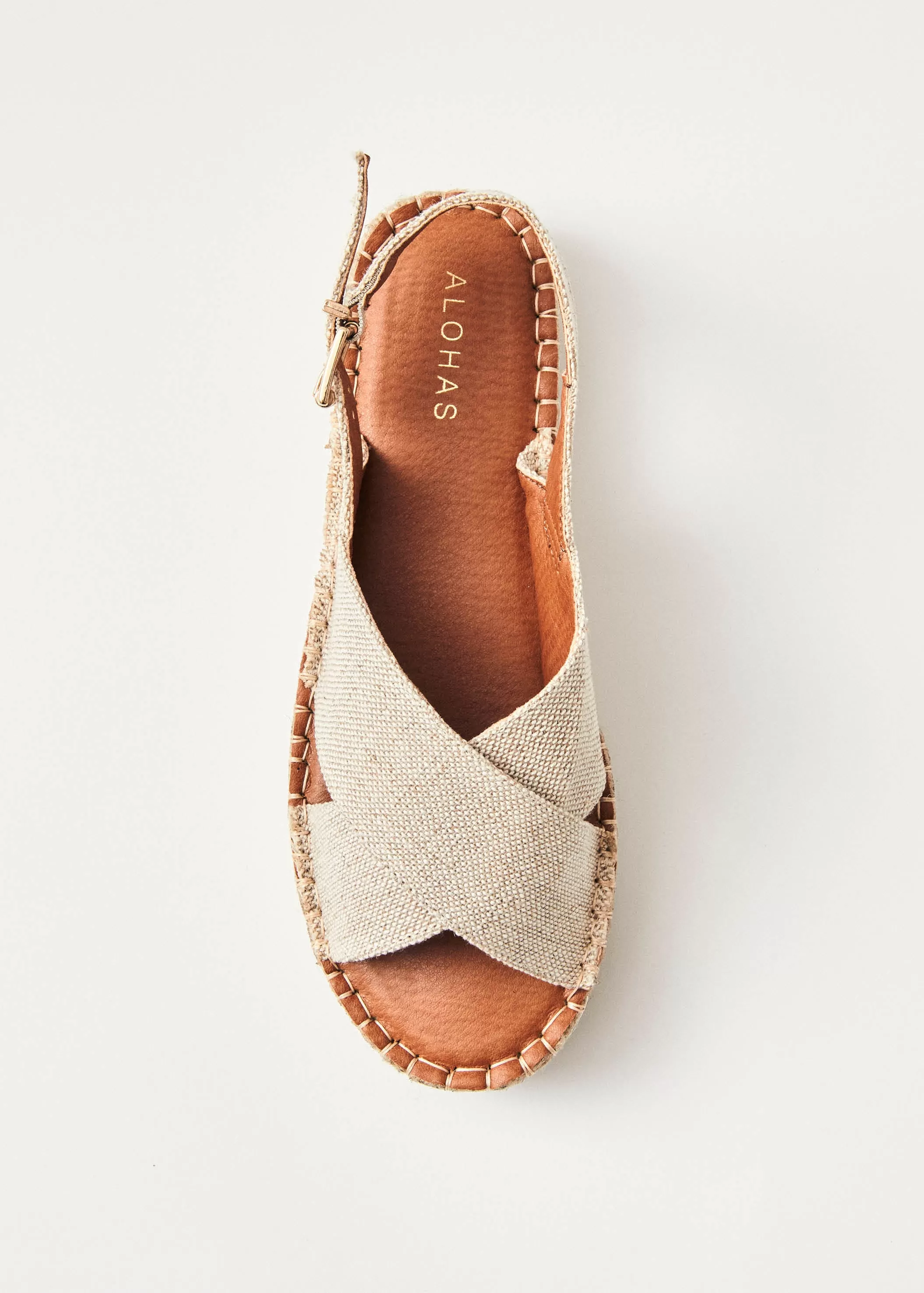 Crossed Linen Beige Espadrilles