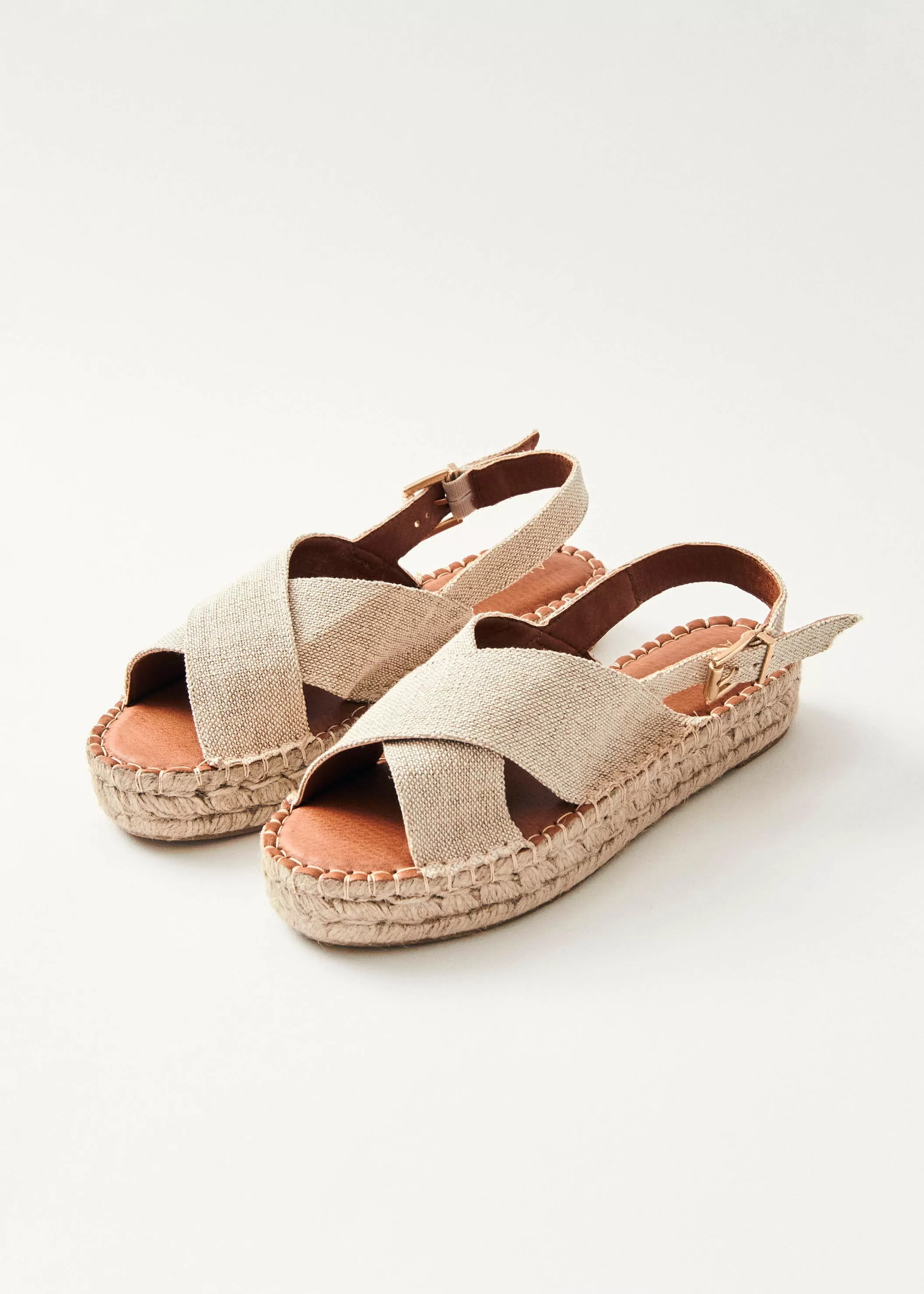 Crossed Linen Beige Espadrilles