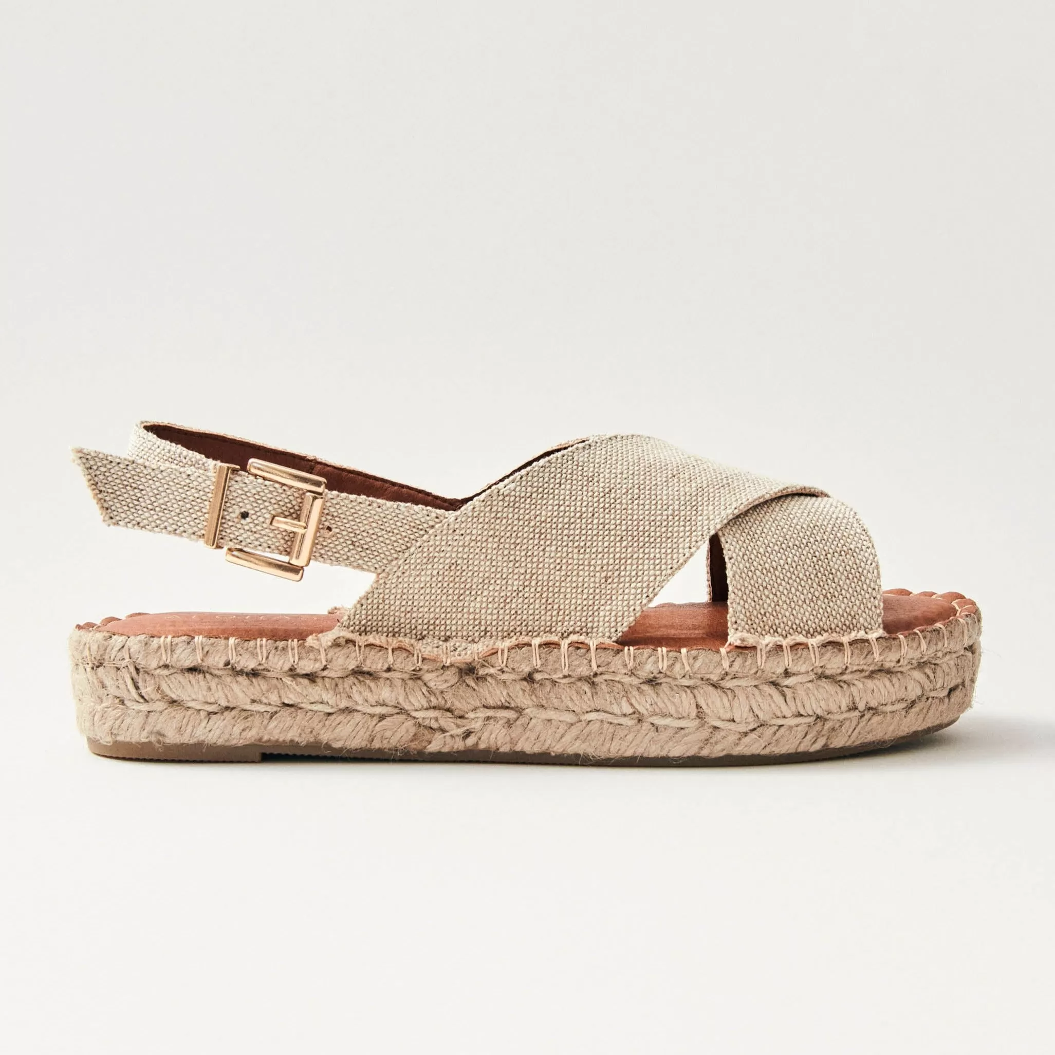 Crossed Linen Beige Espadrilles