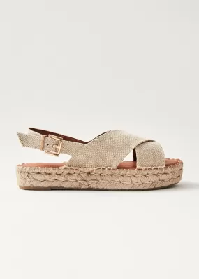 Crossed Linen Beige Espadrilles