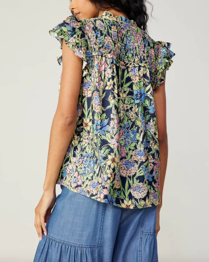 Current Air Flutter Sleeve Floral Top