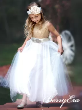 Cute Sequin Top Tulle Skirt Flower Girl Dresses