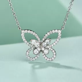 Dainty Butterfly Design Sterling Silver Pendant Necklace