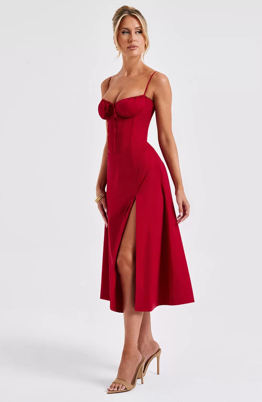 Deanna Midi Dress - Red