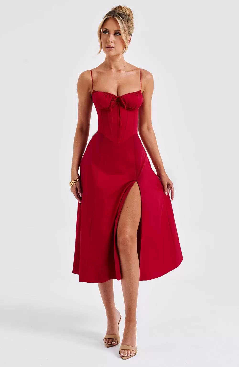 Deanna Midi Dress - Red