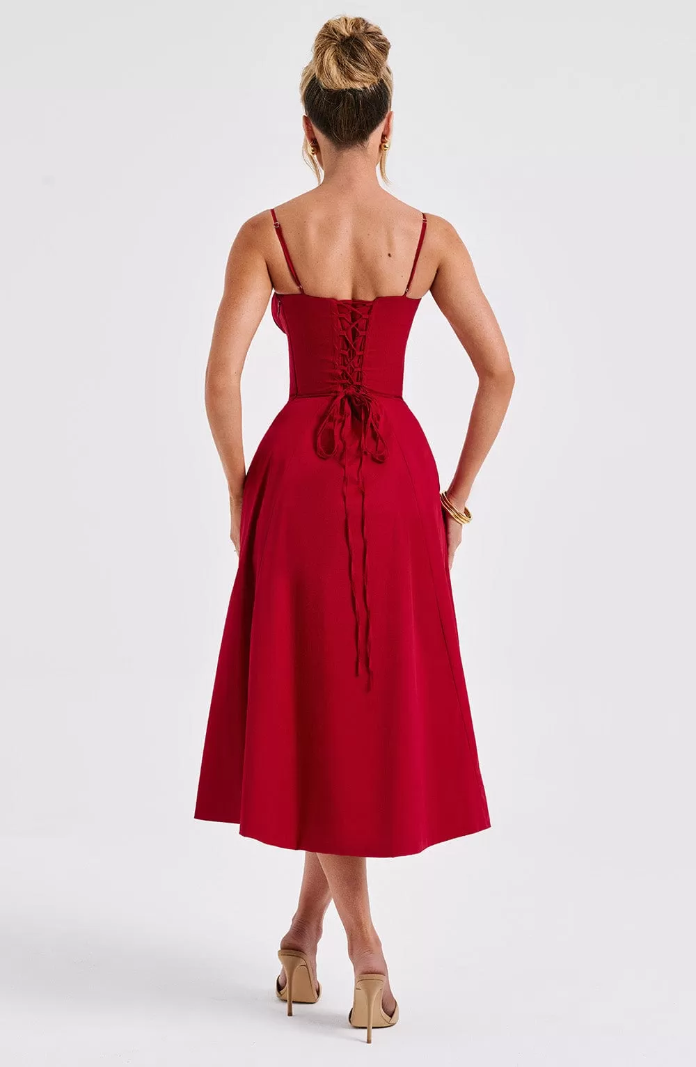 Deanna Midi Dress - Red