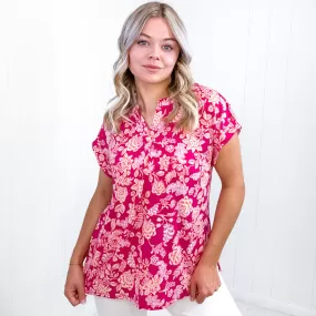 Dear Scarlett Lizzy Cap Sleeve Top in Pink and Peach Floral