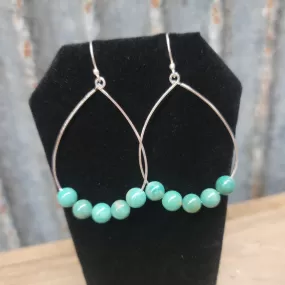 DELAYNA GENUINE & TURQUOISE SILVER NAVAJO PEARL EARRINGS