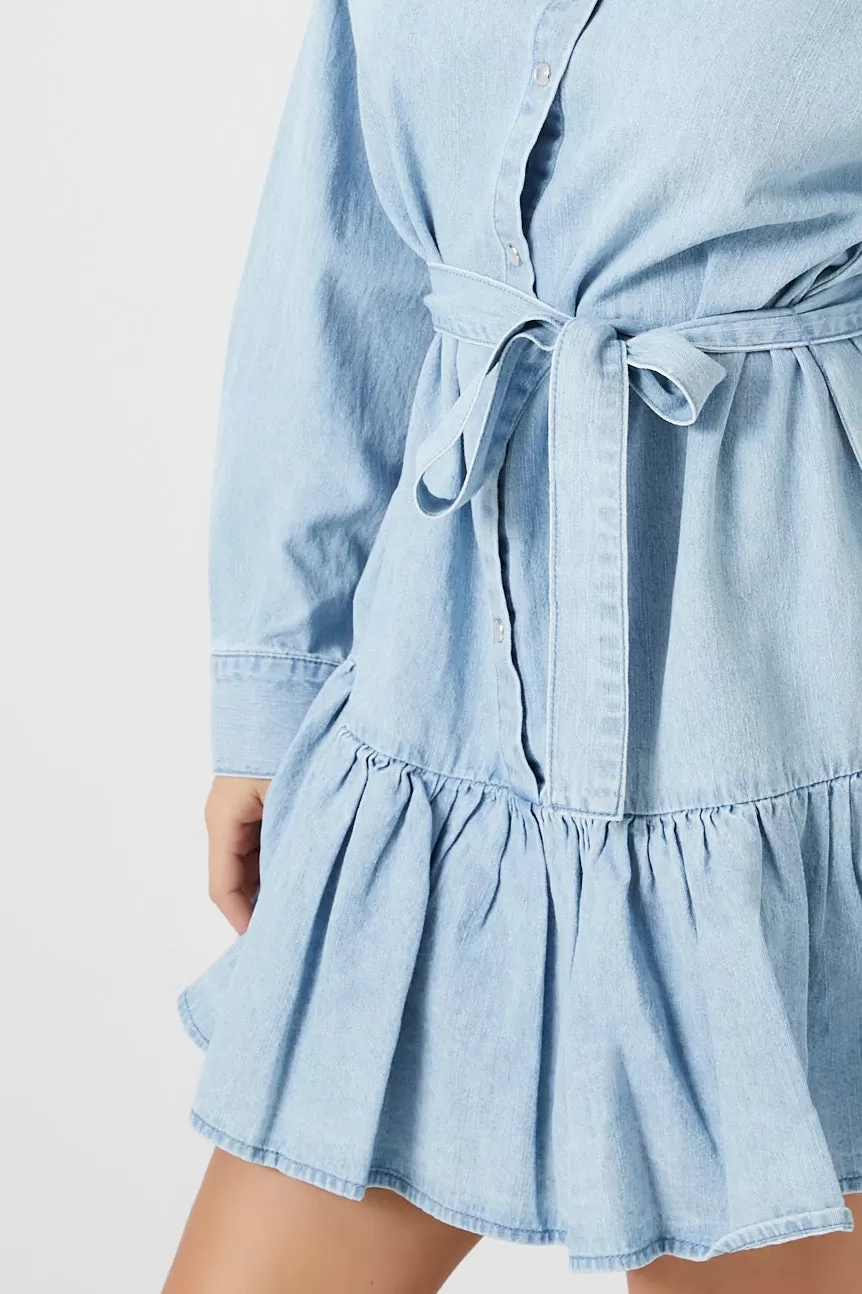 Denim Tie-Front Mini Shirt Dress