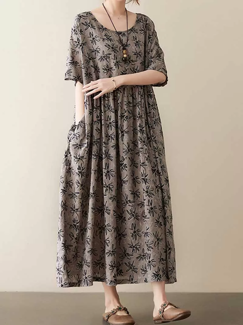 Dream Girl Printed Floral Smock Dress