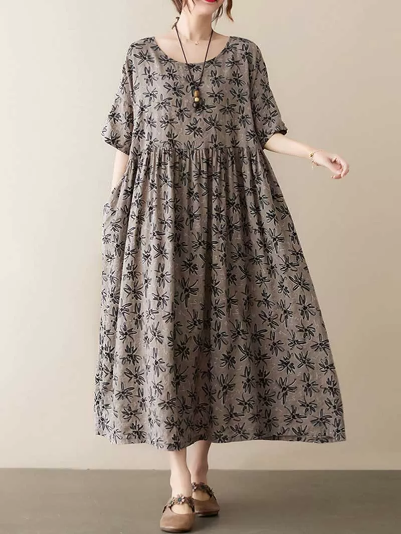 Dream Girl Printed Floral Smock Dress