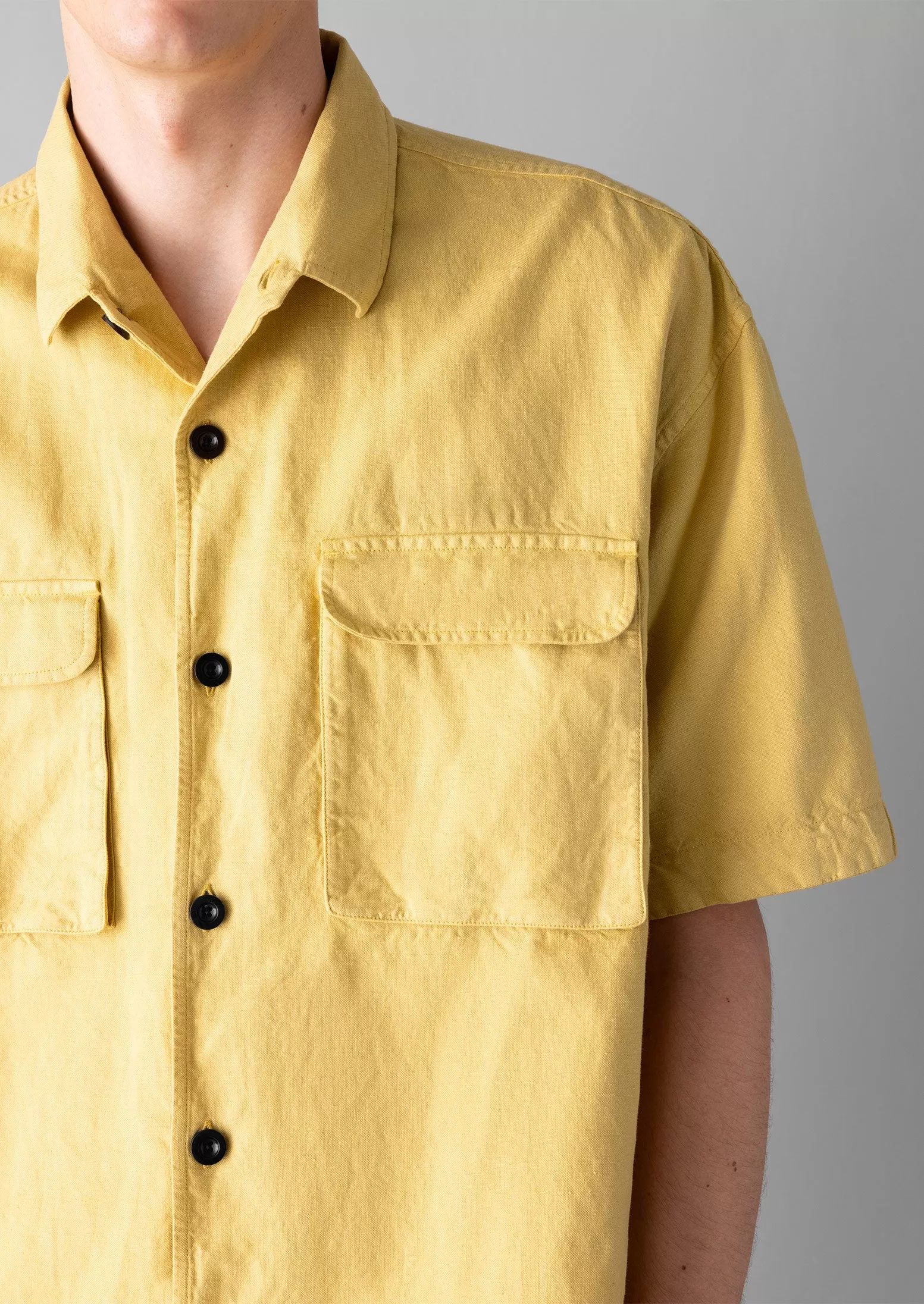 Dropped Shoulder Cotton Linen Shirt | Soft Yellow