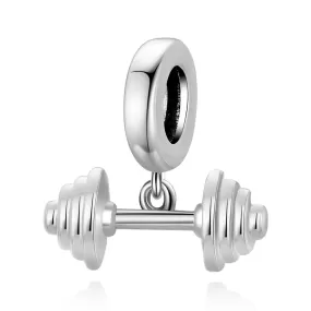 Dumbbell Dangle Charm 925 Sterling Silver