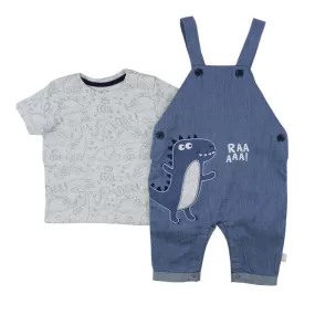 Elegant Kids 2 Pc Full Length Dungaree And T-Shirt Set - Dino