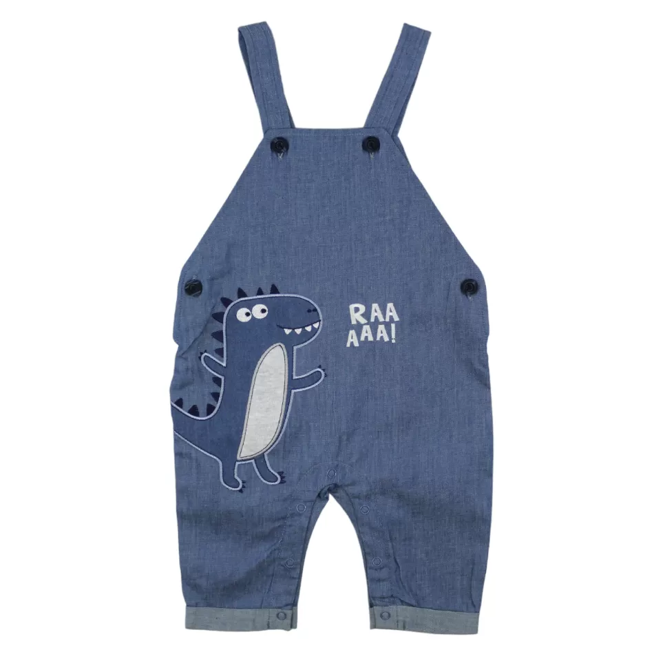 Elegant Kids 2 Pc Full Length Dungaree And T-Shirt Set - Dino