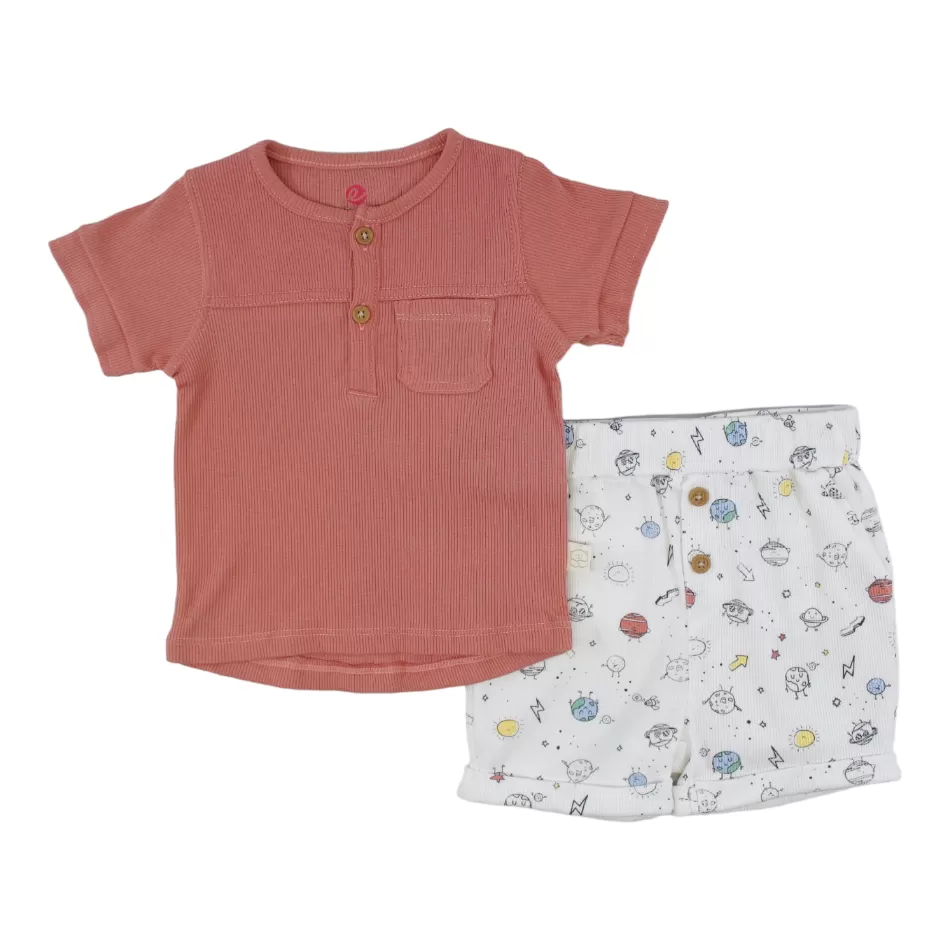 Elegant Kids 2 Pc T-Shirt And Shorts Set - Space