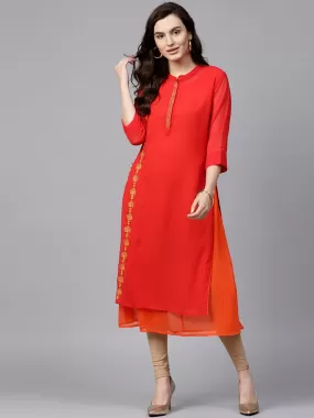 Embroidered Layered Sheer Kurta