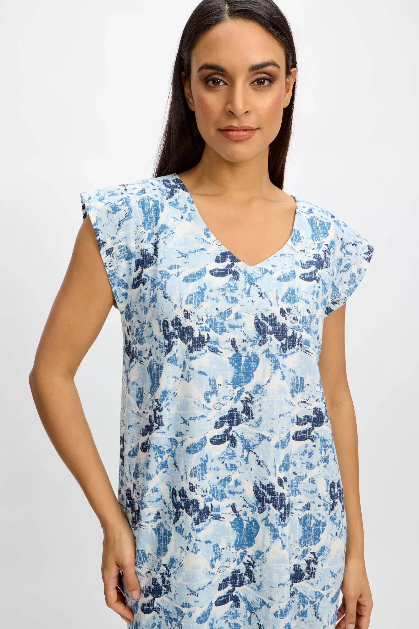 Emproved Flower Dress | Apricot   Blue