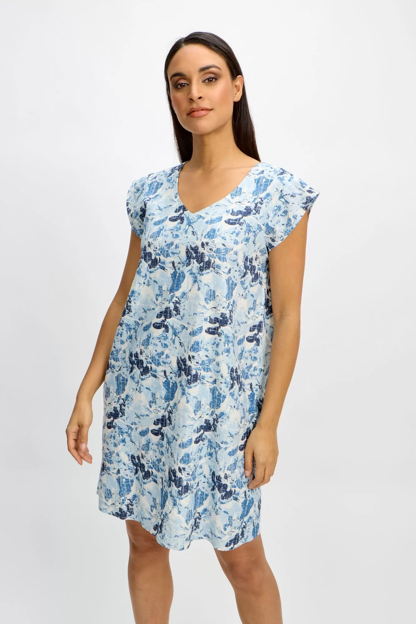 Emproved Flower Dress | Apricot   Blue