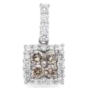 Estate 0.74 TCW Champagne & White Diamond 14K White Gold Pendant