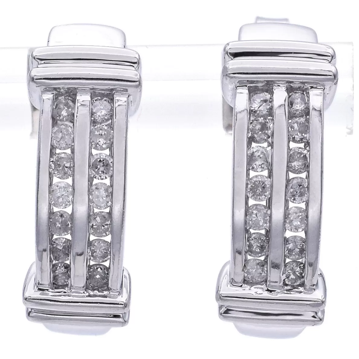 Estate 14K White Gold 0.42 TCW Diamond J-Hook Earrings