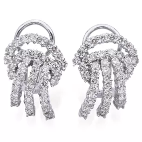 Estate 14K White Gold 2.58 TCW Diamond Omega Back Drop Earrings