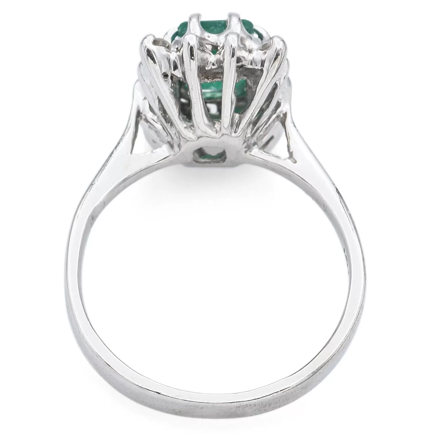 Estate 14K White Gold Emerald & 0.21 TCW Diamond Ring Size 5.5