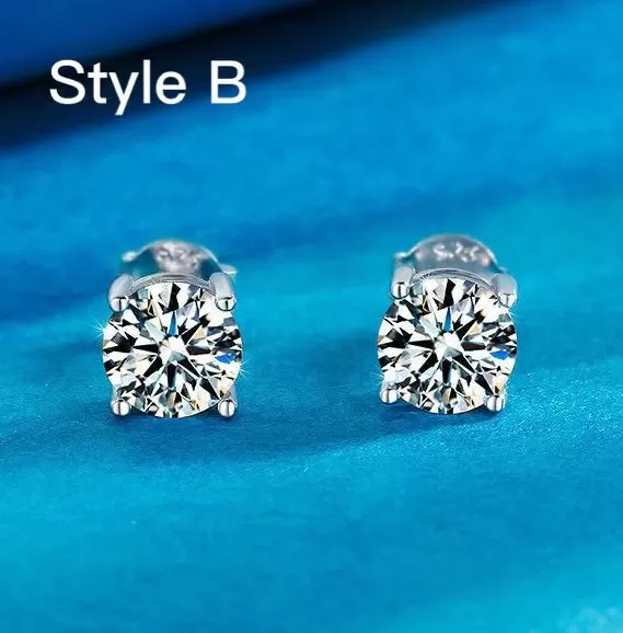 Exquisite Moissanite Stud Earrings In Sterling Silver