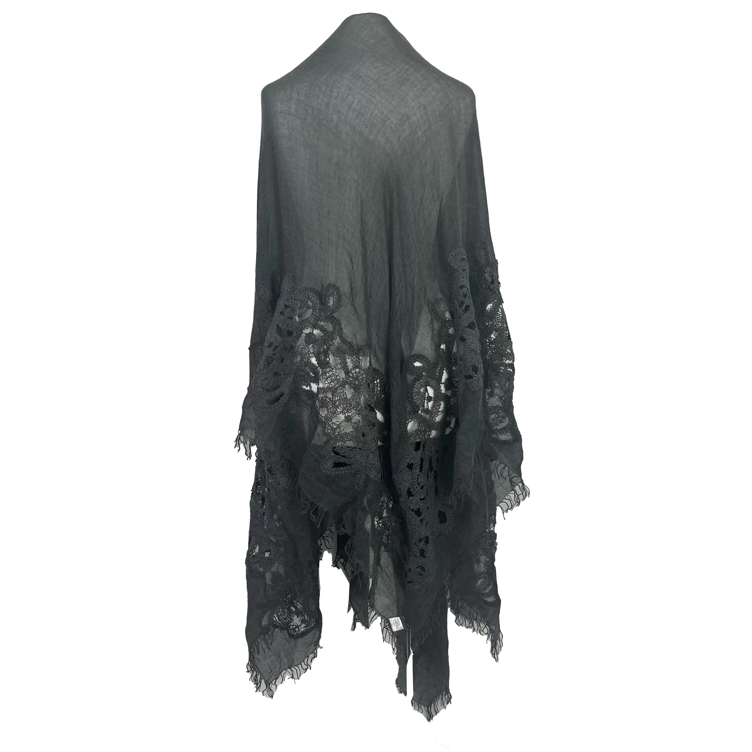 Faliero Sarti Graphite Embroidered Cashmere & Alpaca Scarf