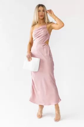 Farrah Mauve Satin Midi Dress