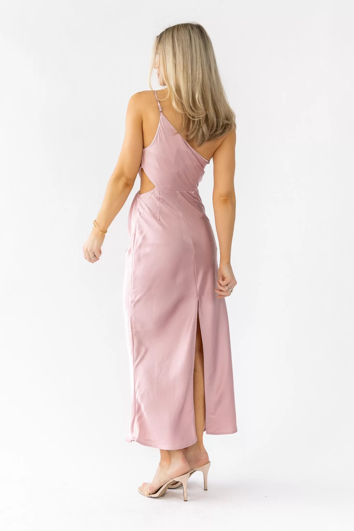 Farrah Mauve Satin Midi Dress