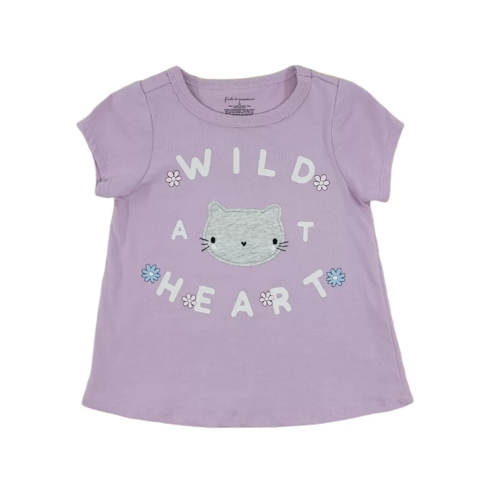 First Impressions Graphic Print T-Shirt With Applique Detail Without Bow - Wild At Heart