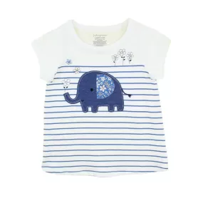 First Impressions Graphic Print T-Shirt With Applique Detail- Elephant