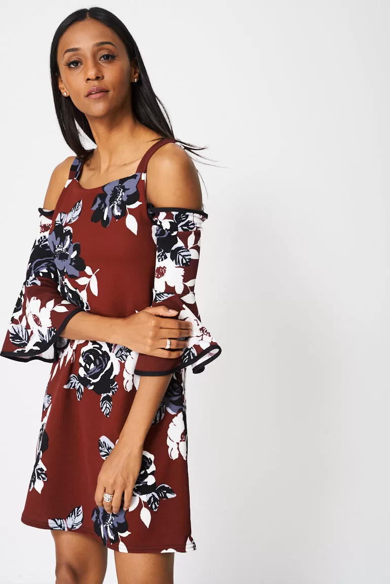 Floral Dress With Bell Sleeve