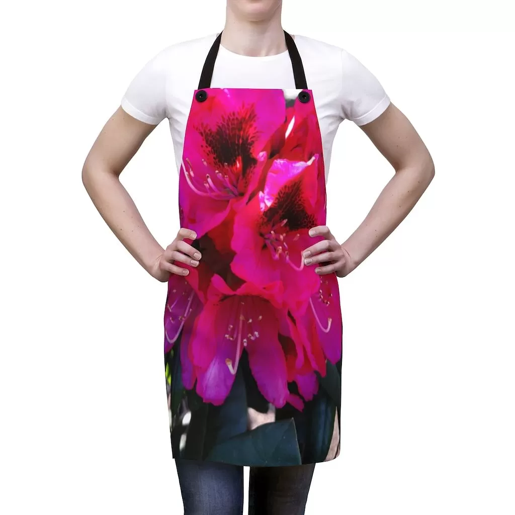 Floral Kitchen Apron With Red Azalea print /  Durable Strong Kitchen Apron