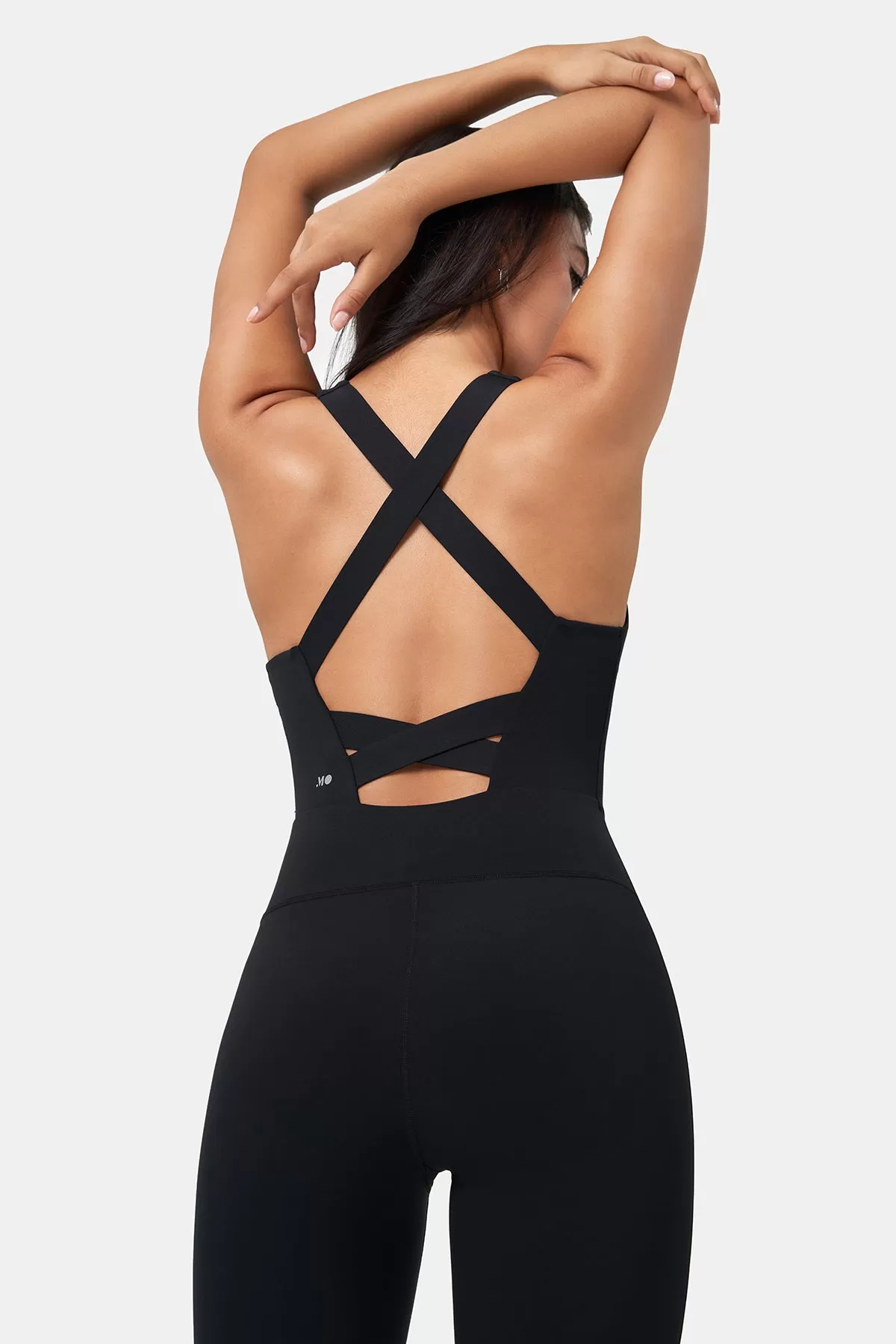 Form-Fitting Cross-Back Jumpsuit with Full-Length Pants