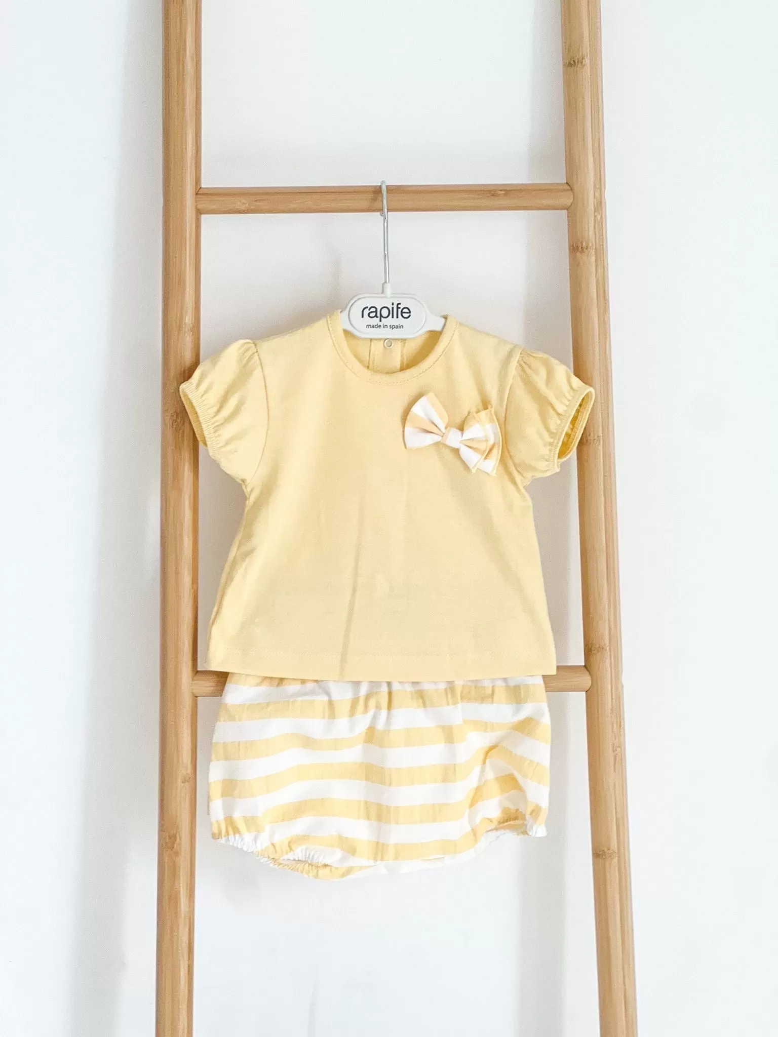 Girls Rapife Lemon Bow T-shirt and Stripe Bloomer Set