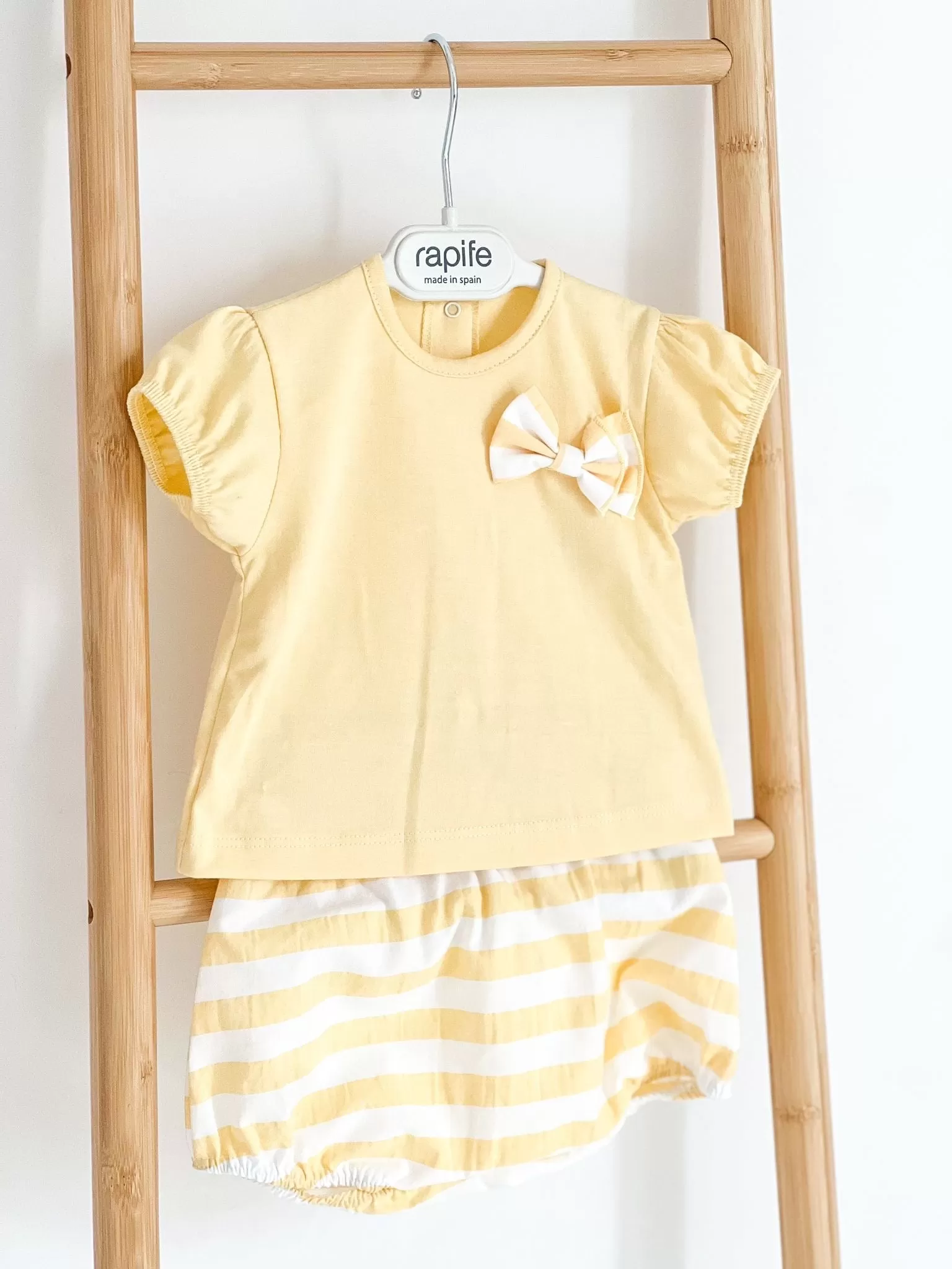 Girls Rapife Lemon Bow T-shirt and Stripe Bloomer Set