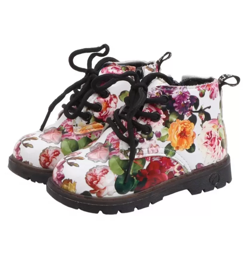 GIRLS SHOES AUTUMN & WINTER BOOTS FLOWER DESIGN