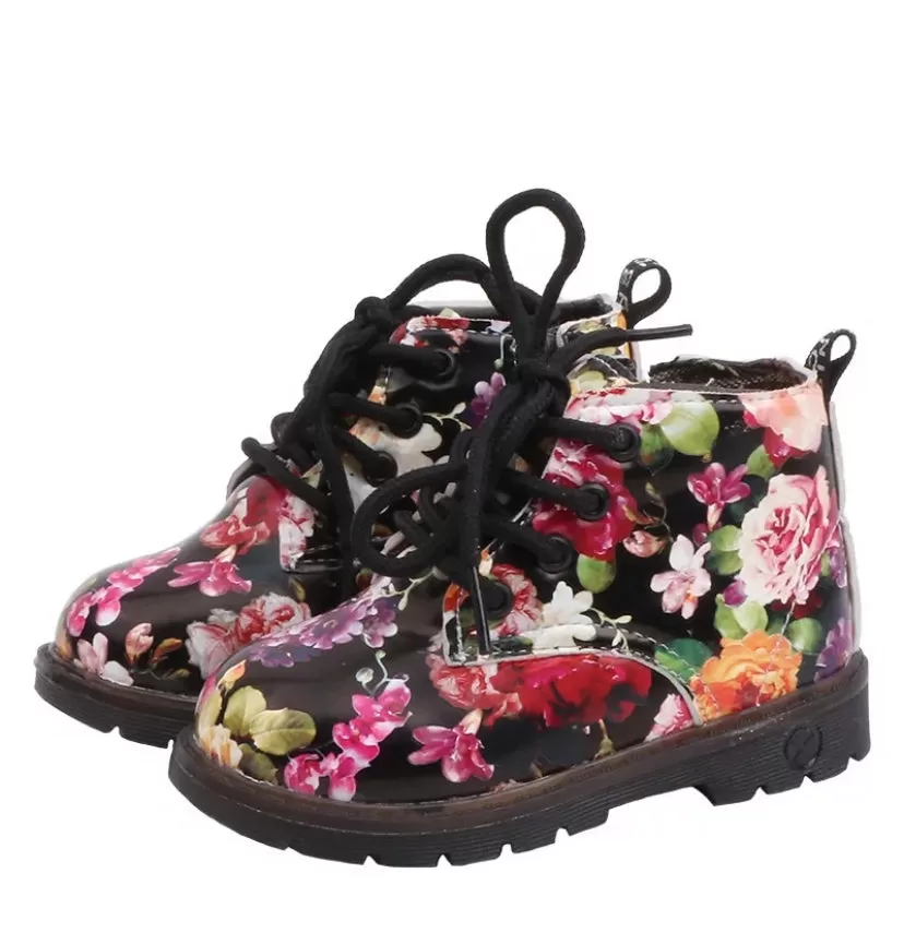 GIRLS SHOES AUTUMN & WINTER BOOTS FLOWER DESIGN